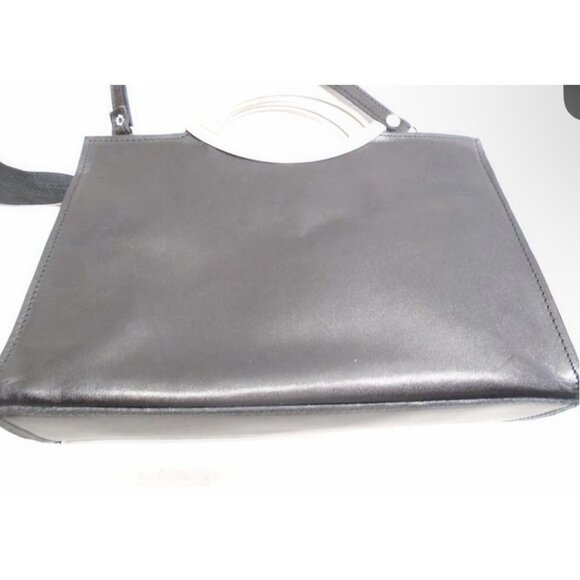 Persaman New York Black Structured Handbag Silver Hardware - Picture 3 of 7